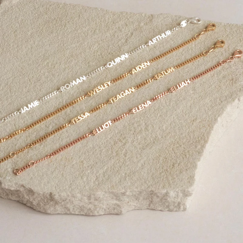 Aangepaste meerdere namen 3 mm Cubaanse kettingarmband voor vrouwen roestvrij staal gepersonaliseerde kindernamen armband kerst sieraden cadeau - afbeelding 2