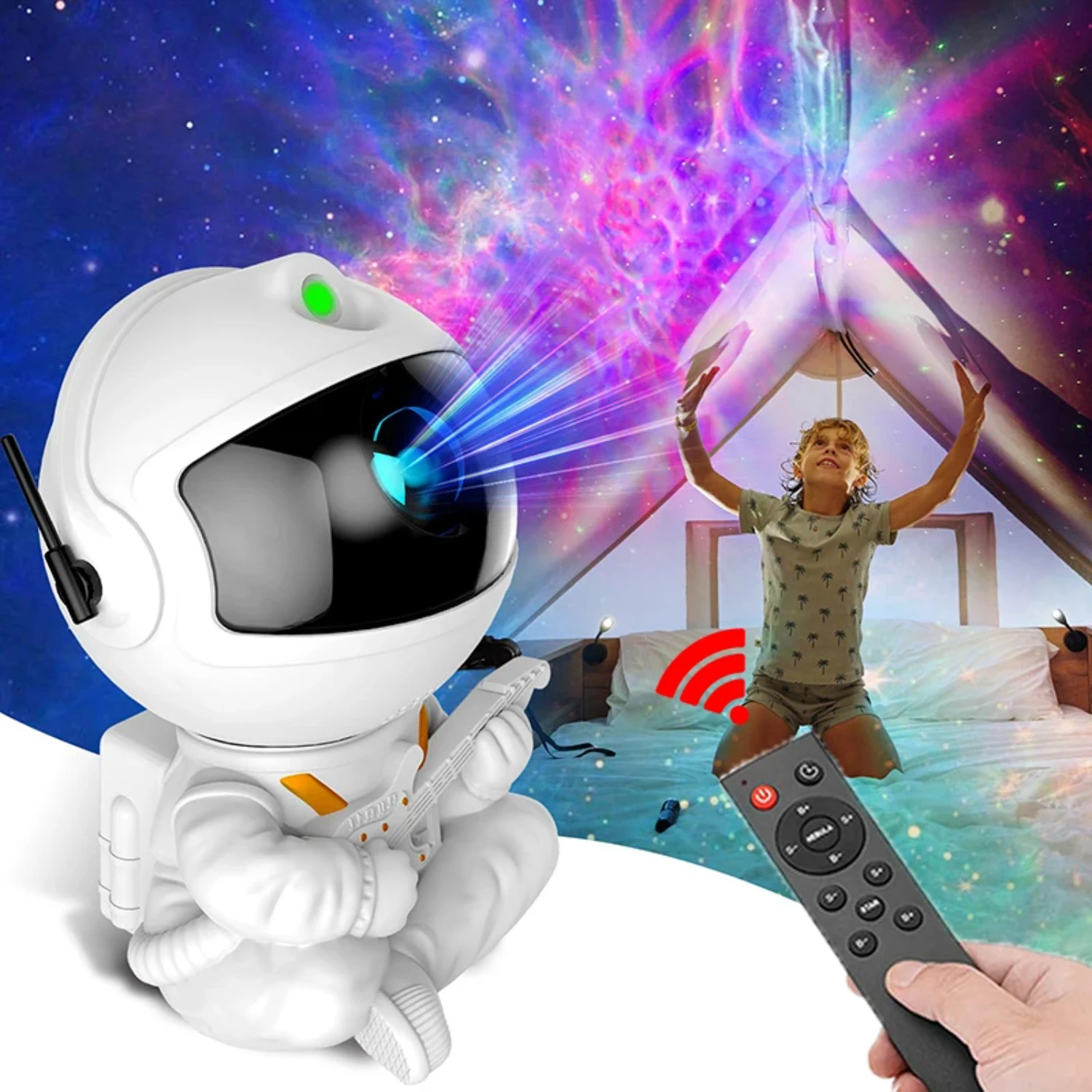 

New Astronaut Starry Sky Projector LED Night Light Remote Control Nebula Lamp - Bedroom Birthday Gift