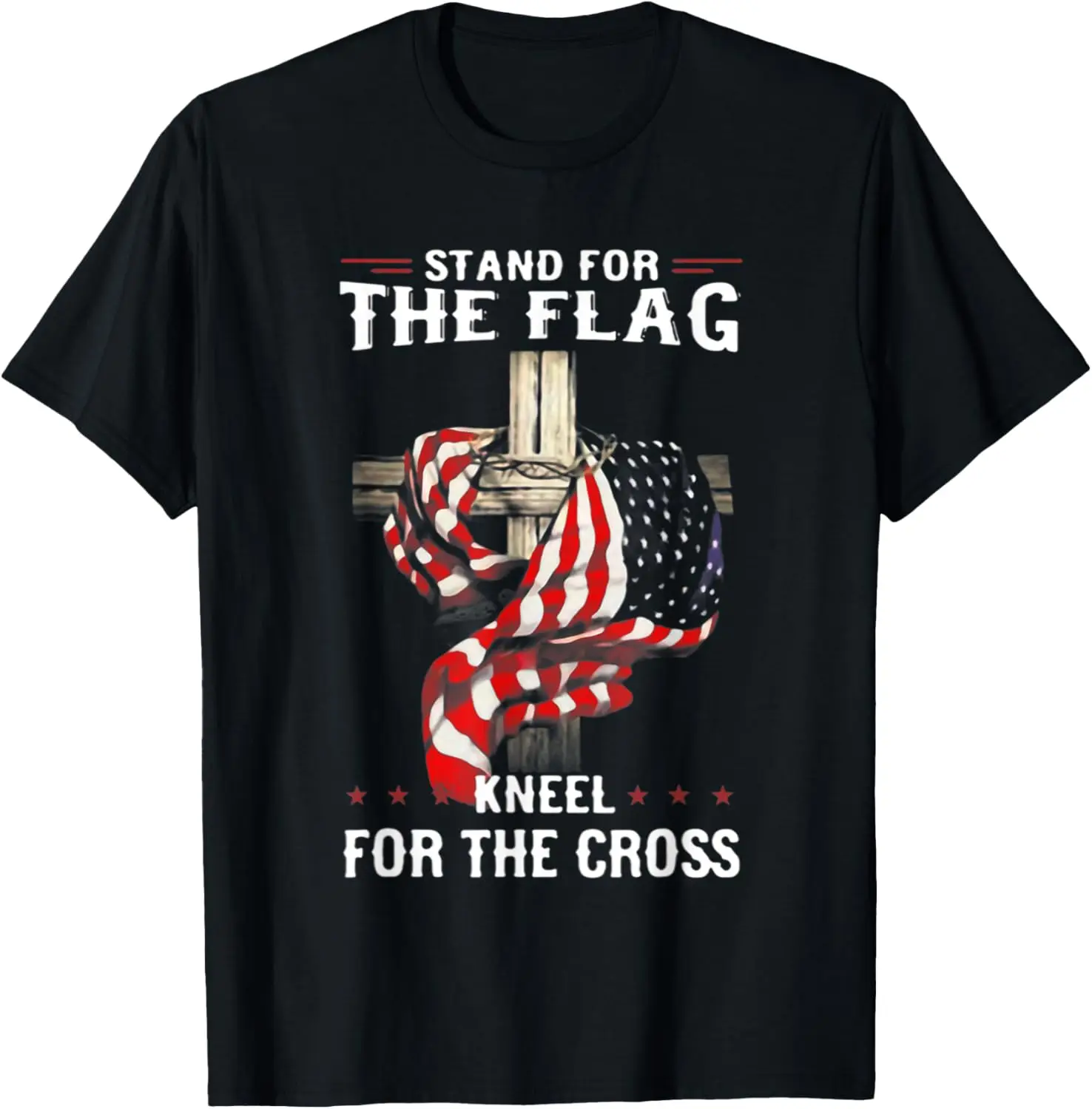 Stand For The Flag Kneel For The Cross USA Flag T-Shirt