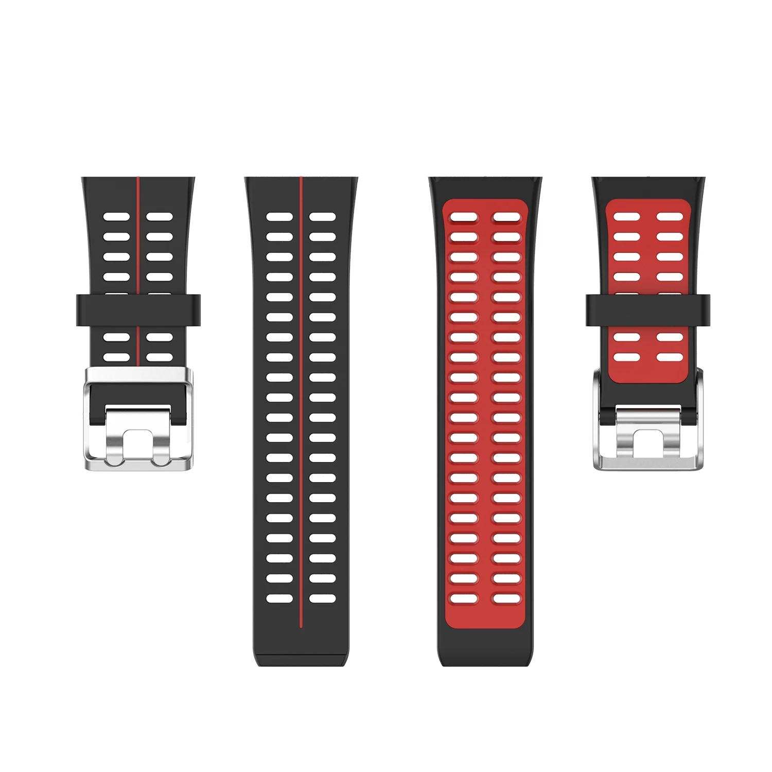 Soft Silicone Watch Band Replacement Watch Strap WristBand for Polar V800 Smart Bracelet with Tool Black + Red