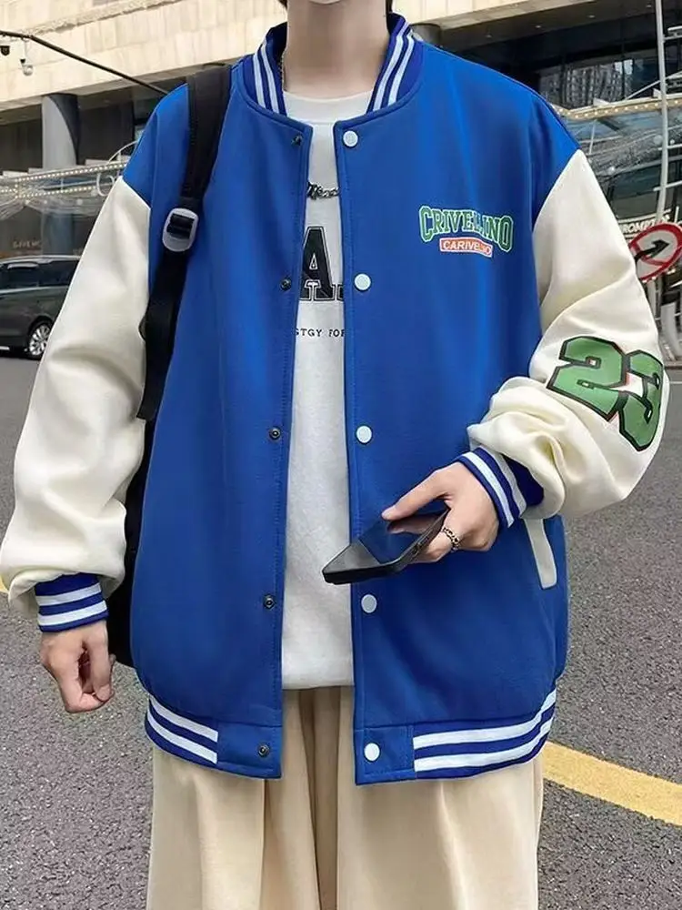 

Американский бейсбольный топ в стиле ретро, мужской весенне-осенний свободный повседневный универсальный топ-джак из полиэфирного волокна, длинный све, теплый