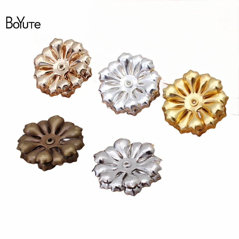 

BoYuTe (50 Pieces/Lot) 23MM Three-Layer Metal Brass Flower Materials Diy Jewelry Accessories Wholesale