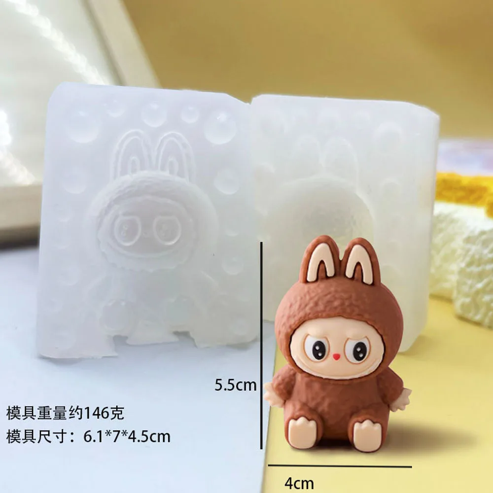 لطيف ثلاثية الأبعاد Labubu سيليكون Sugarcraft قالب الروائح الجص الصابون قالب شمع لتقوم بها بنفسك قالب الصابون لتقوم بها بنفسك Labubu دمية اليدوية الديكور