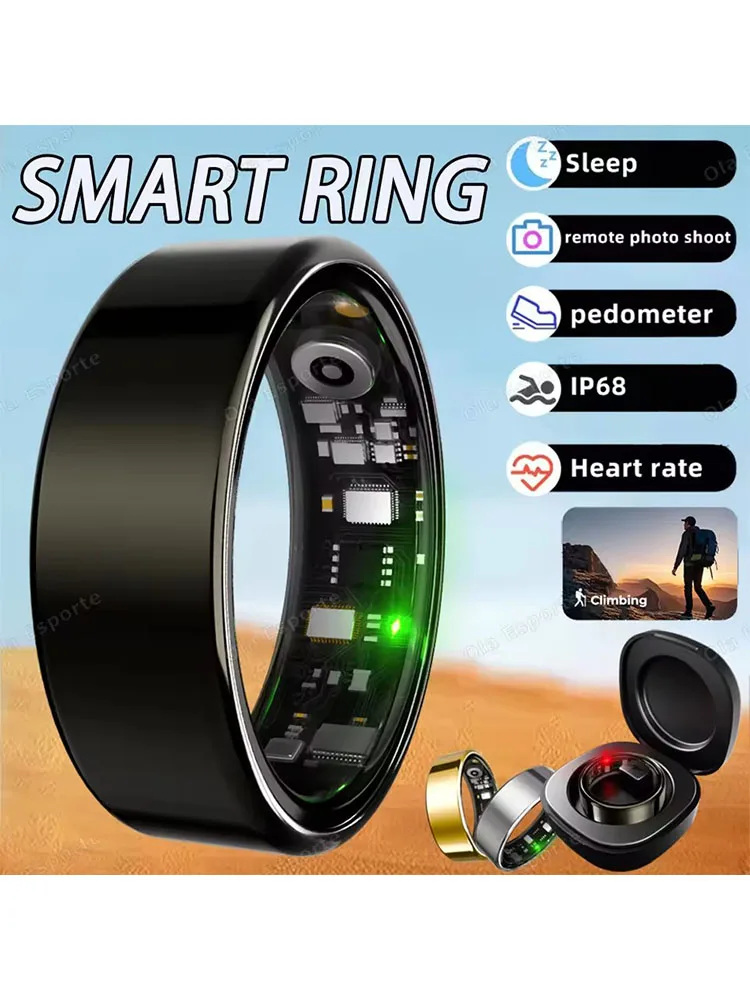 2025 Nieuwe slimme ring Hartslag Bloeddruk Slaapmonitoring Bewegingsregistratie IP68 Waterdicht Heren Dames Slimme ring Vakantiecadeau - afbeelding 2