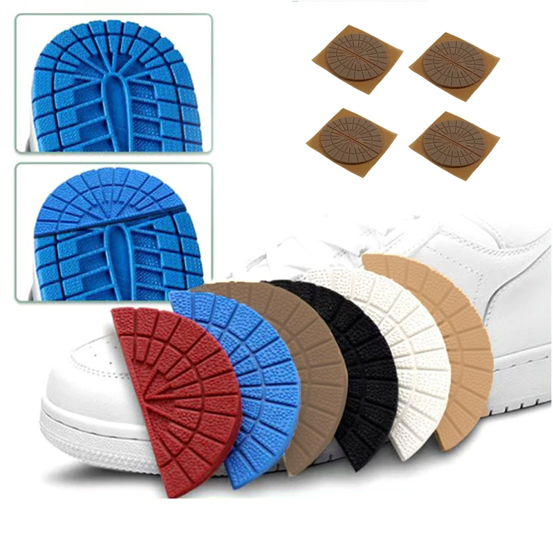 4PCS Self Adhesive Rubber Soles Wear-resistant Anti-Slip Outsole Shoe Stickers For Sneakers Solid Color Shoe Protector Sole