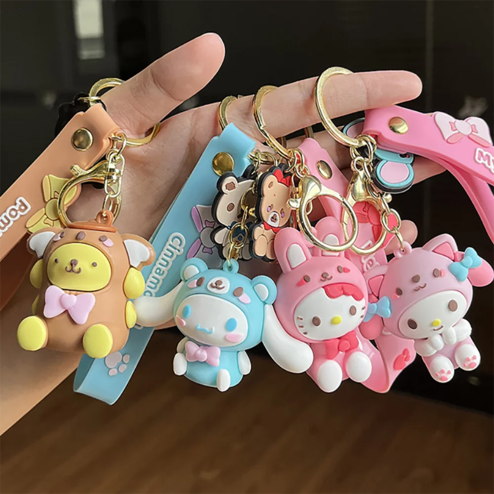

Kawaii Hello Kitty Sanrio брелок игрушки мультфильм Мелодия Куроми Cinnamoroll ПВХ фигурки рюкзак кулон брелок аксессуары подарок
