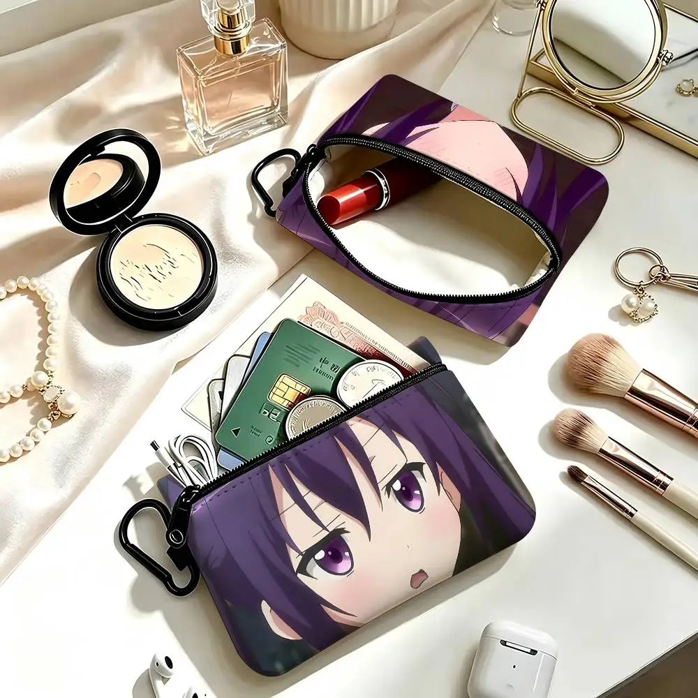 1pc Rize Tedeza Anime Characters Coin Purse With Carabiner Hook Portable Key Card Wallet Small Zipper Storage Pouch