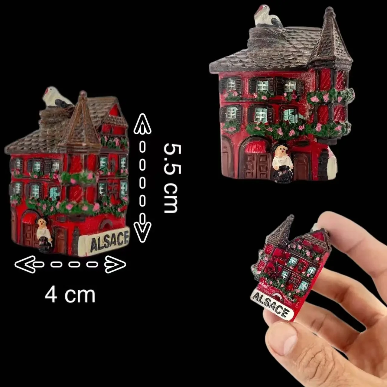 French Alsace classic red small house Creative refrigerator sticker Travel souvenirs gift crafts