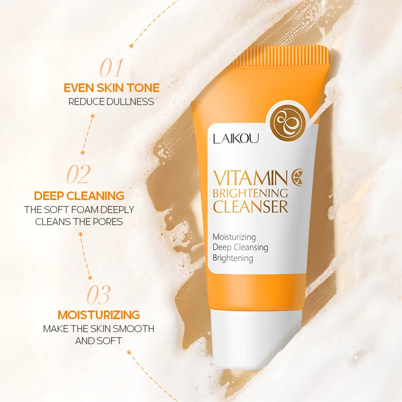 50g LAIKOU Vitamin C Cleanser Hydrates and deeply cleanses Fine pores Brighten skin tone  refining cleanser