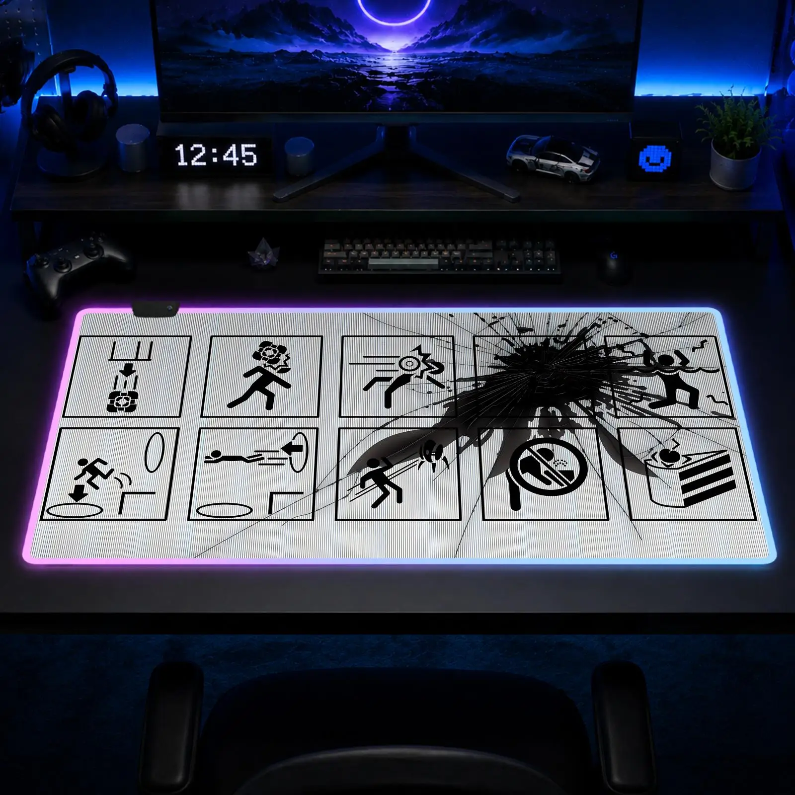 

Ii Portal2 Mouse Pad Gaming Anime Mouse Pad XXL RGB Desk Mats LED Table Pads Backlit Rubber Desktop