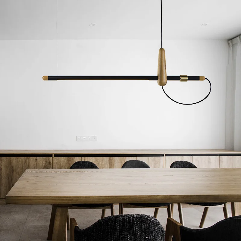 Modern minimalist restaurant chandelier Nordic creative Japanese dining table, bar, dining hall long strip lighting decoration