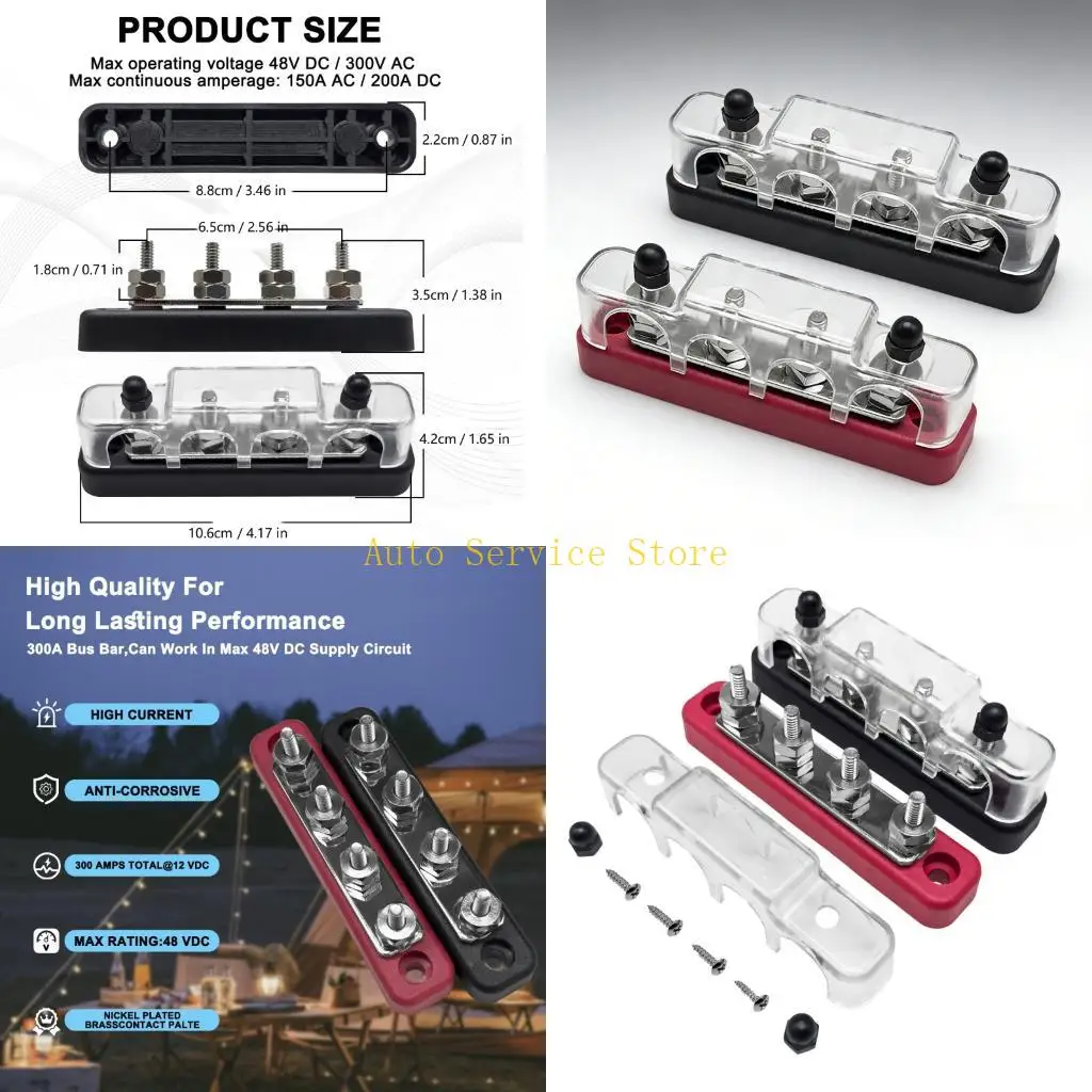 

462A Strong Nickel Coated 4 Way Bus Bar Handles 150A Loads for Cars Boats