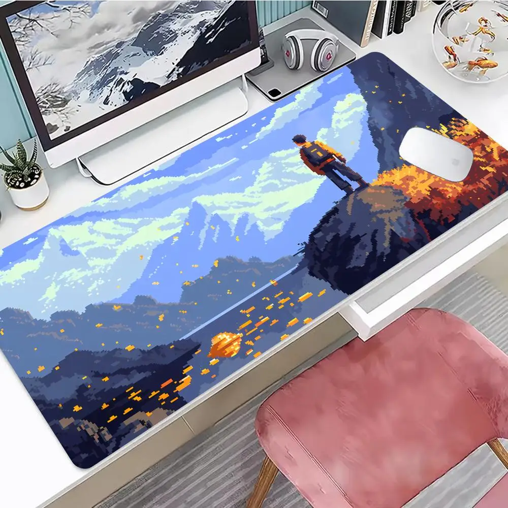 Pixel-style Outdoor Scenery Mouse Pad Cute HD Mousepad Pad Extended Gaming Keyboard  LargeMousepad 90x40cm XXL Gamer Mouse Pad