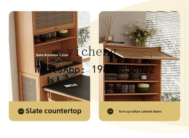 Q6   mobile island cabinet, living room is integrated with rattan against  and the side cabinet is extremely narrow