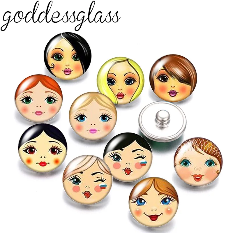 

Матрешка матрёшка Girl Face Лидер продаж 10 шт. круглые кнопки для фото 12 мм/18 мм для ожерелья с застежкой 12 мм/18 мм DIY фурнитура