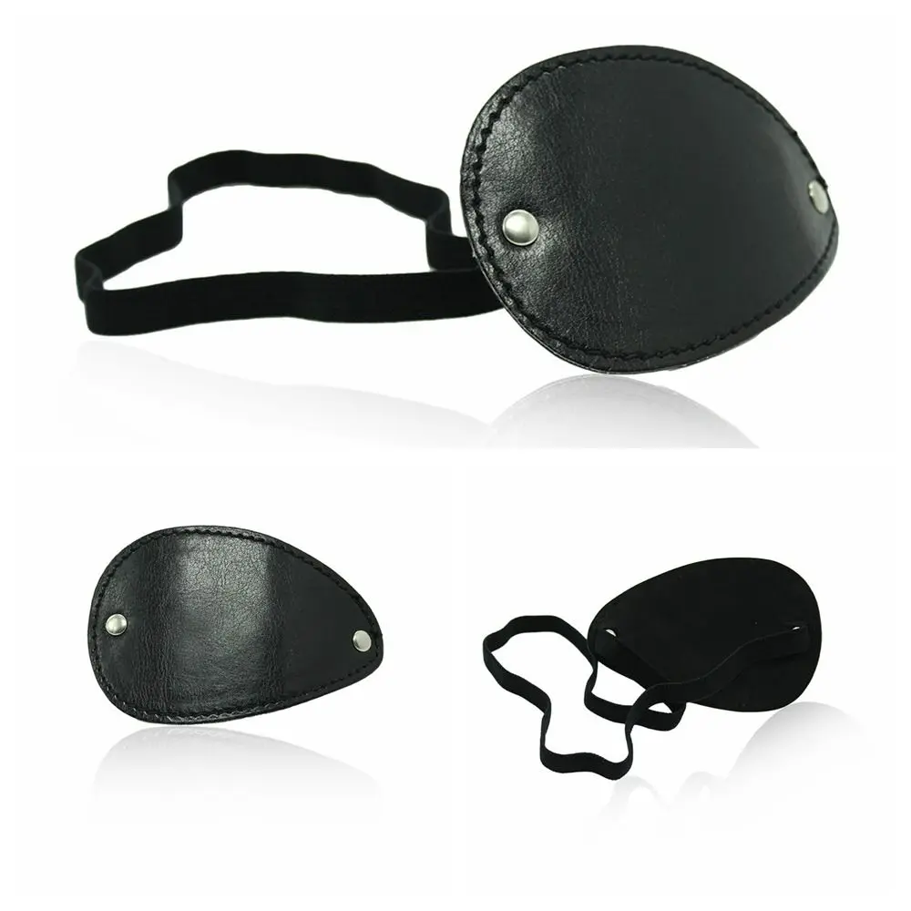 Cosplay Pirate Leather Eye Patch Cover Steampunk Blindfold Eyepatch Gear Halloween Carnival One-eyed Prop Costume Accessory