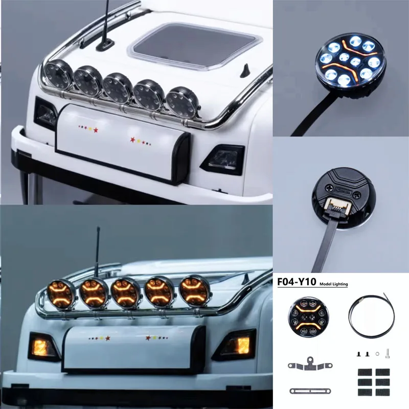 

1/14 RC Model Truck Car Roof LED light 5V Multi-Mode Spotlight F04-Y10 For Tamiya RC Tractor Truck 1 14 Parts SCX10 Accessories