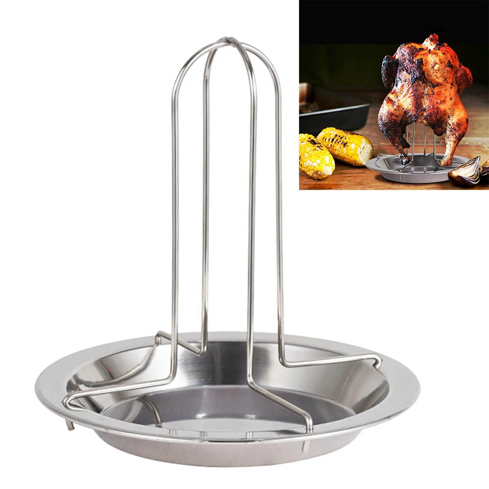 Outdoor Cooking Chicken Holder Rack with Sturdy Legs Thickened Stainless Steel Design Enhances Stability During Use