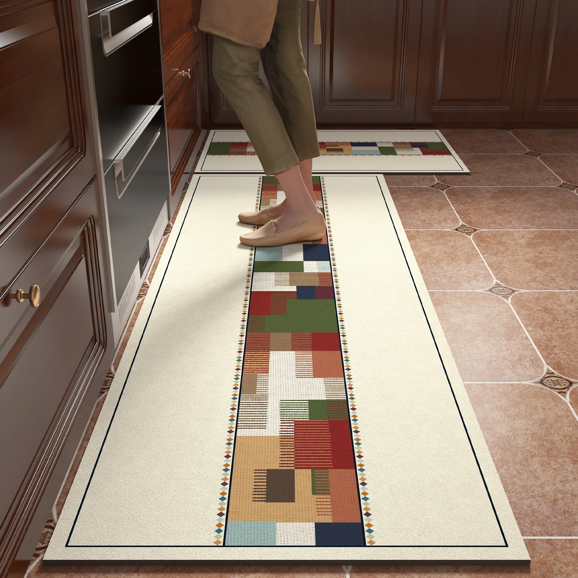 Kitchen Floor Mat PVC Leather Washable Non-slip Carpet Long Strip Runner Rugs Oil-proof Waterproof Mats Tapis Cuisine שטיח למטבח