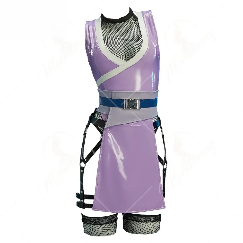 Disfraz de Ninja Derivative de Anime, traje de malla de cuero PU con escote en V profundo y máscara, calcetines hasta el muslo, traje de Carnaval de Navidad y Halloween