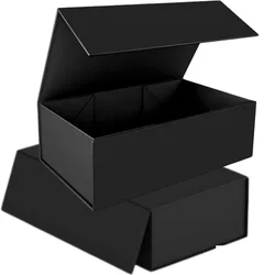 2PCS Magnetic Flip Gift Box Folding Box Black for Birthday Holiday Gifting Party Supplies Cardboard Box
