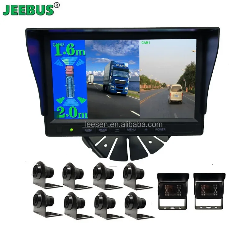 

Высококачественный 7-дюймовый монитор 1080P, передняя и задняя камера заднего вида с 8 ультразвуковыми датчиками, система датчиков парковки для тяжелых грузовиков и автобусов