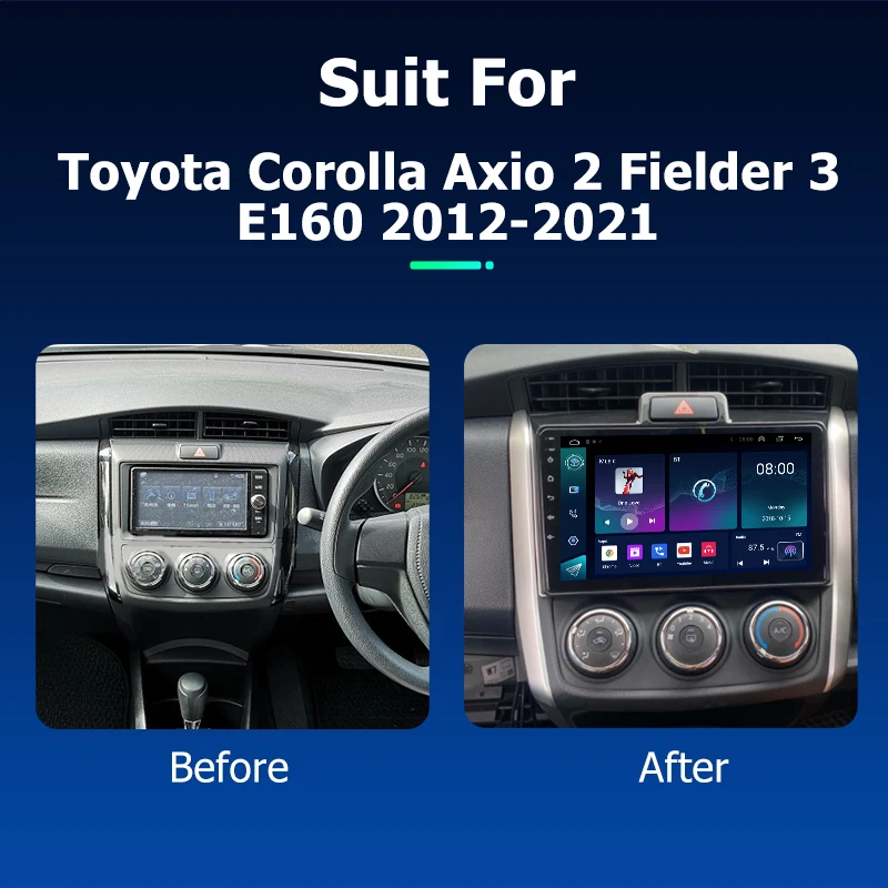 Android Car Radio Carplay for Toyota Corolla Axio 2 Fielder 3 E160 2012 2021 GPS Navigation Multimedia Player Stereo screen tape