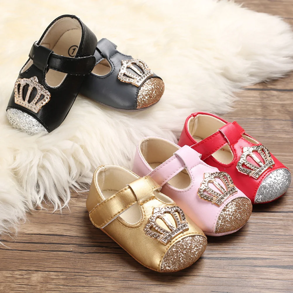 

1Pair Baby Princess Shoes Infant Prewalker Soft Sole Non Design Indoor Toddler Footwear Red 12cm Baby Girl Shoes