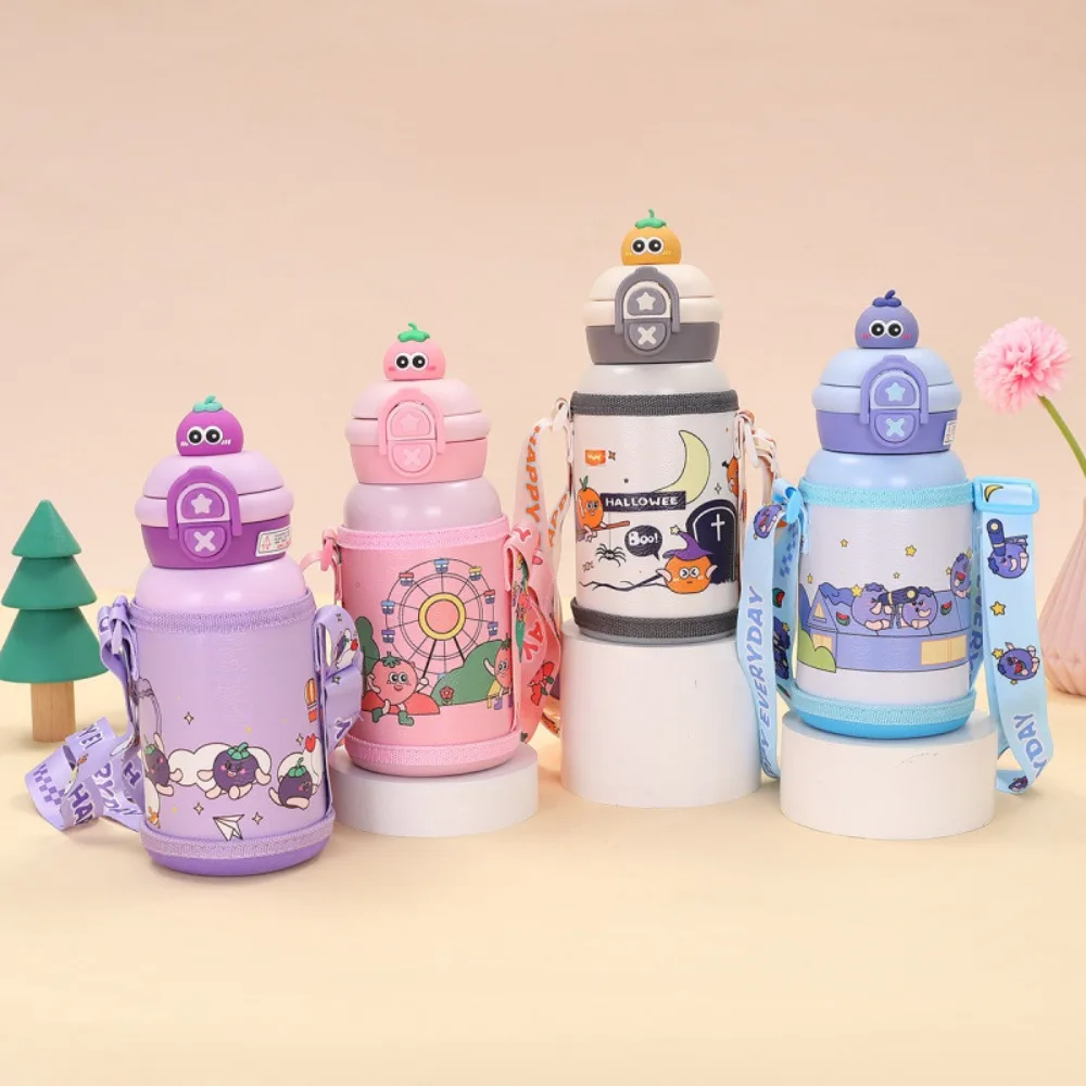 New 500ml Children Thermal Cup Cute Cartoon Pop-up Lid Thermal Water Bottle Reausable Stainless Steel Insulated Cup Drinkware