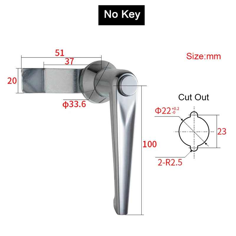 6PCS Zinc Alloy Industrial Handle Lock Distribution Box Lock Mechanical Equipment Lock Switch Control Electric Cabinet Door Lock