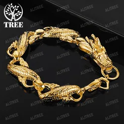 ALITREE 18K Gold 925 Sterling Silver Men Dragon Chain Bracelets For Woman Party Wedding Charm Fine Jewelry Birthday Gift