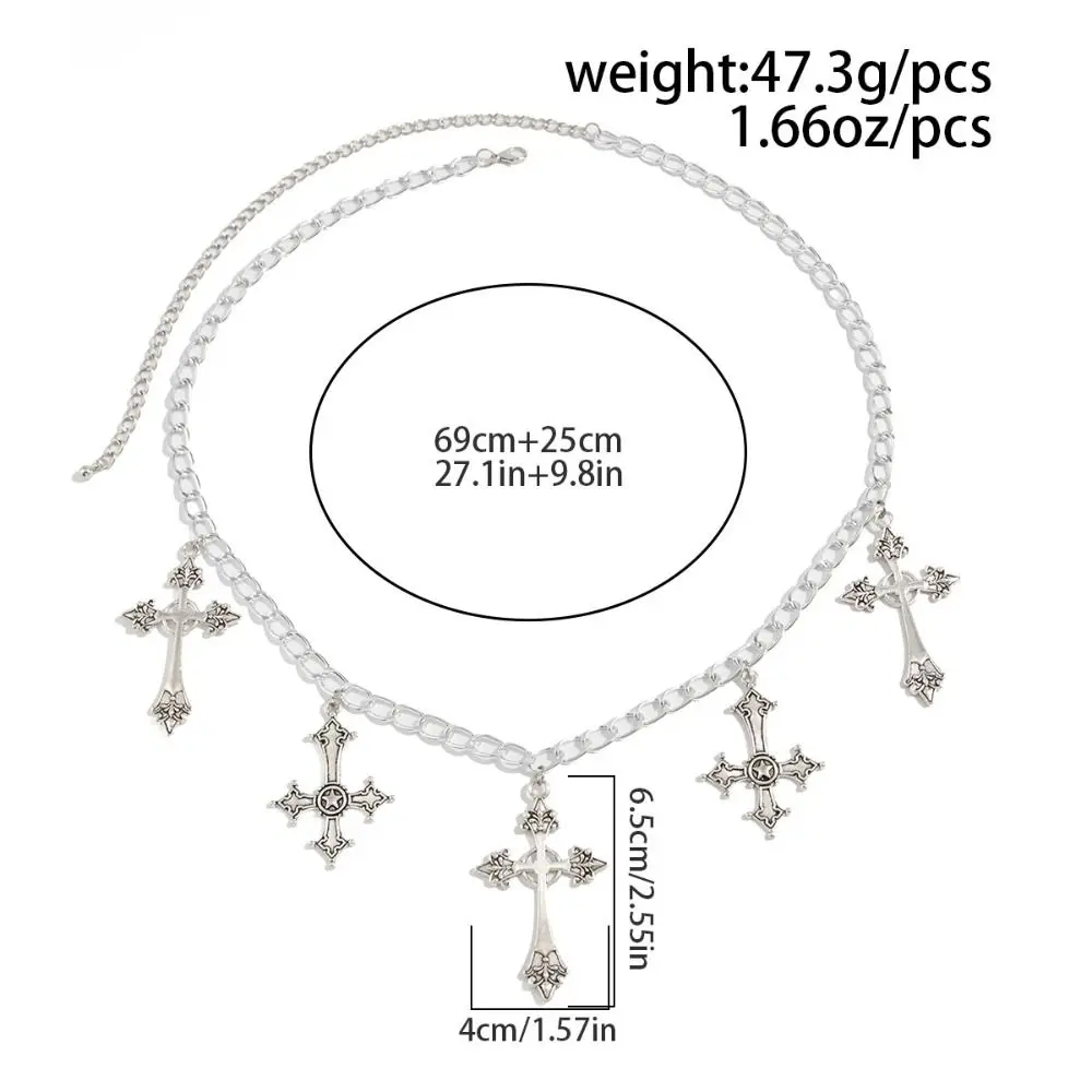 خمر فاسق الخصر سلسلة Y2K الصليب قلادة تفريغ الصليب الخصر سلسلة الخصر ملحق مزاجه متعدد الطبقات الجسم سلسلة #5