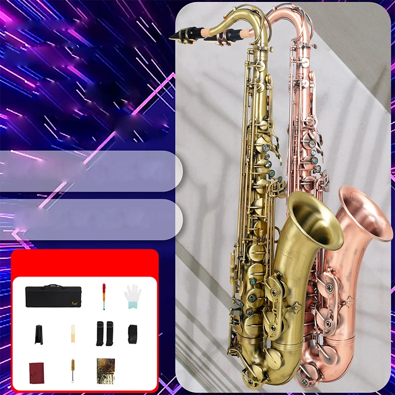 Bb tenor saxophone abalone shell key adult examination band playing brass instruments SAX