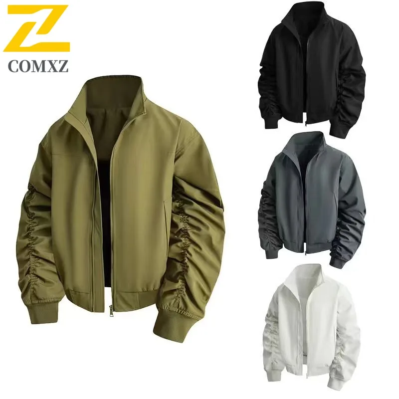 

Мужская куртка COMXZ, новая ветрозащитная мотоциклетная куртка с воротником-стойкой для езды на велосипеде, повседневная стильная удобная легкая осенняя одежда