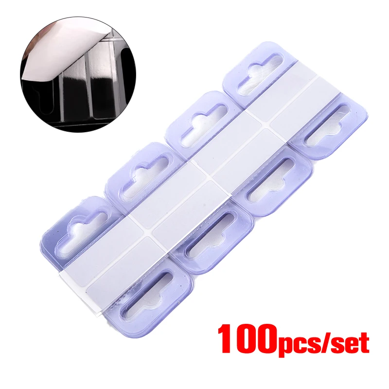 100pcs PVC Slot Hole Adhesive Hang Tabs Tag Hook Merchandise Package Box Bag Hangers Peghooks Display For Store Retail Display