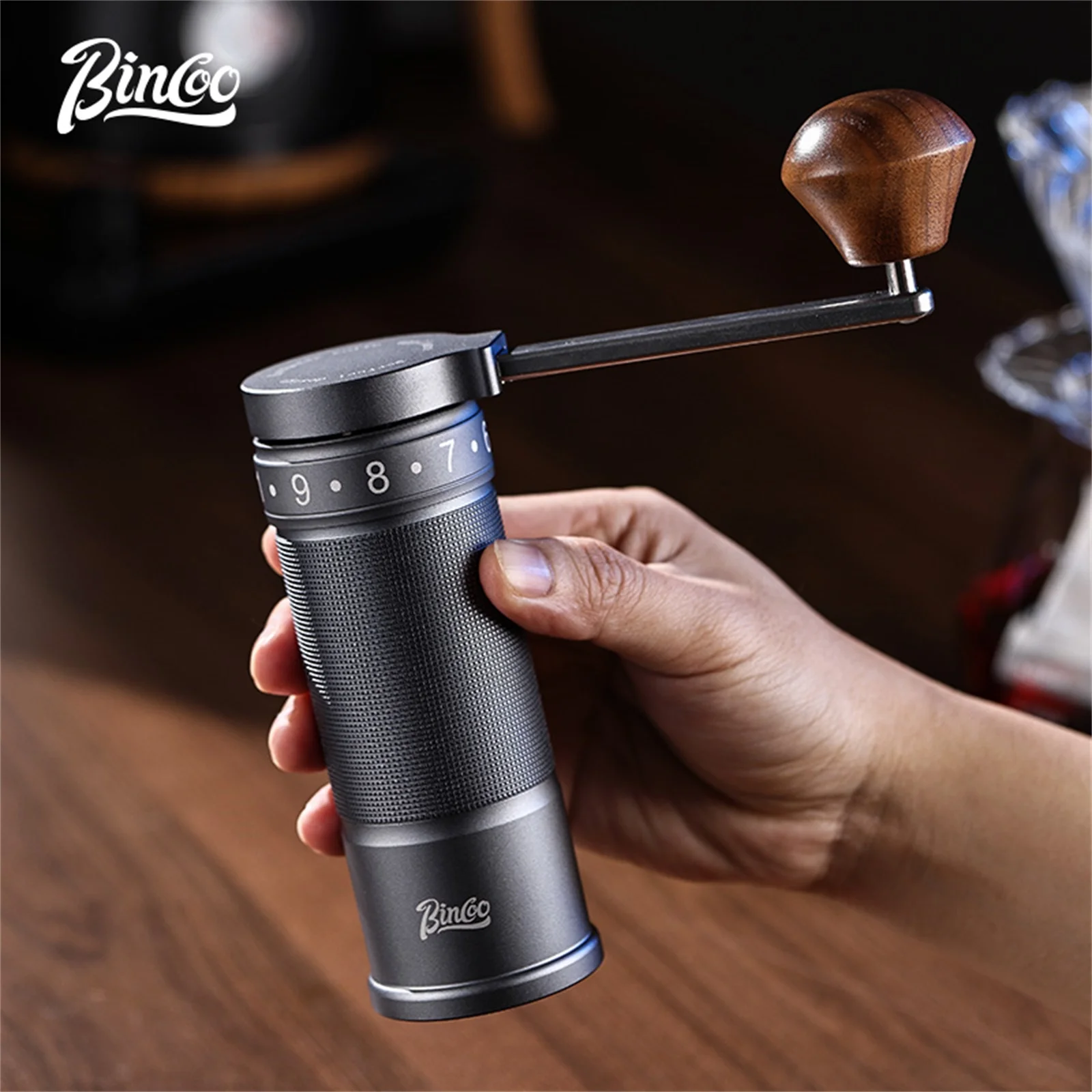

Bincoo Professional Upgrade Manual Coffee Grinder CNC Stainless Steel Burr Adjustable Foldable Hand-Crank Coffee Bean Grinding