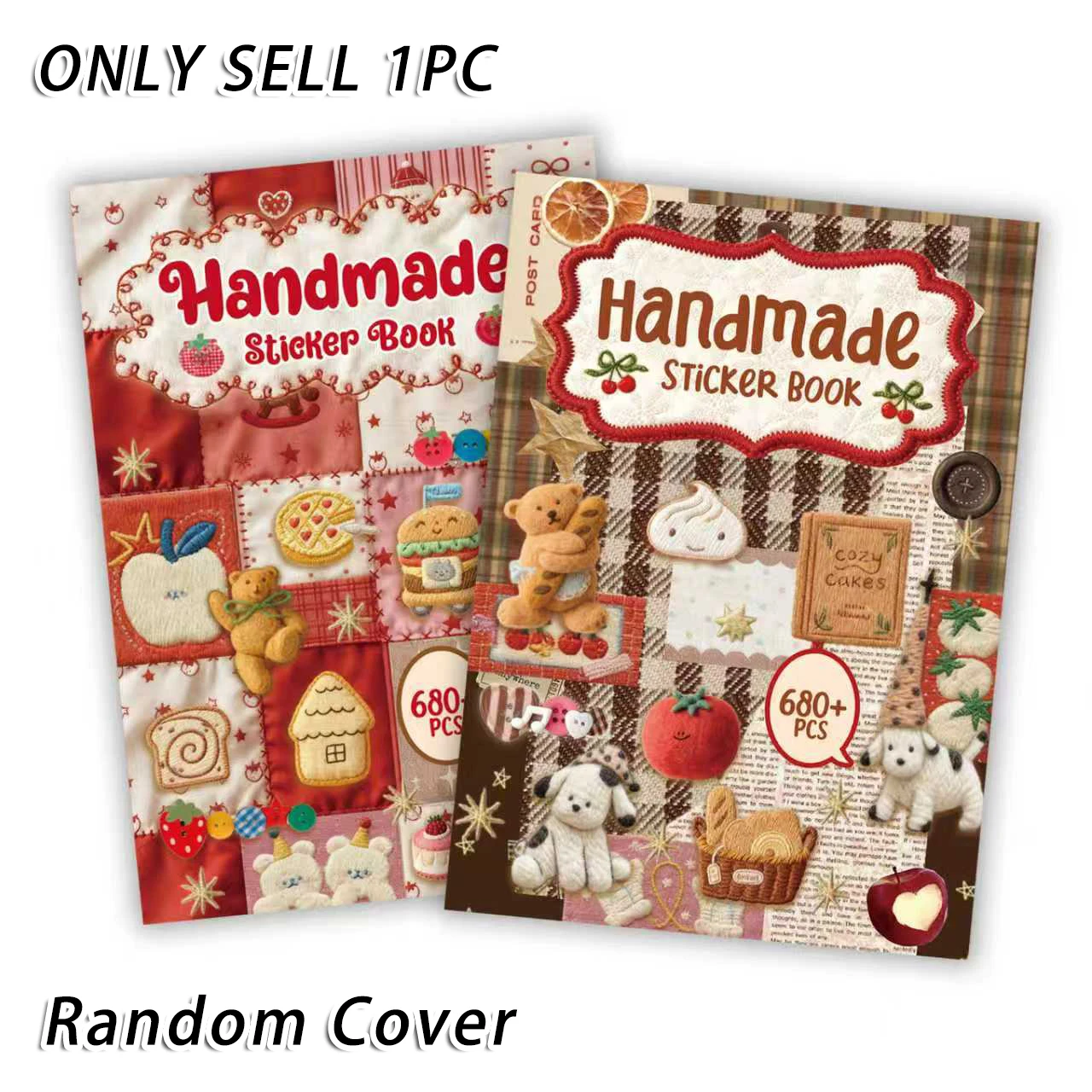 Embroidery Journal Book - دفتر ملصقات عشوائي الغلاف يحتوي على