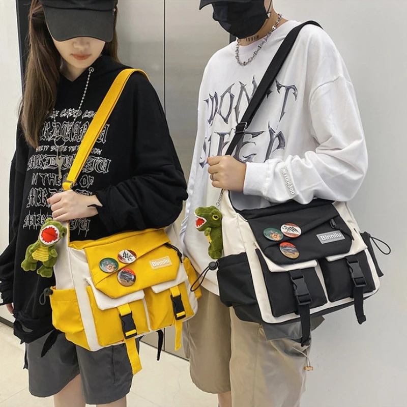 Harajuku Men Nylon Crossbody Bags for Women Messenger Bag Girls School Book Bags Youth Canvas Handbags Shoulder Bag Sac Bolsas
