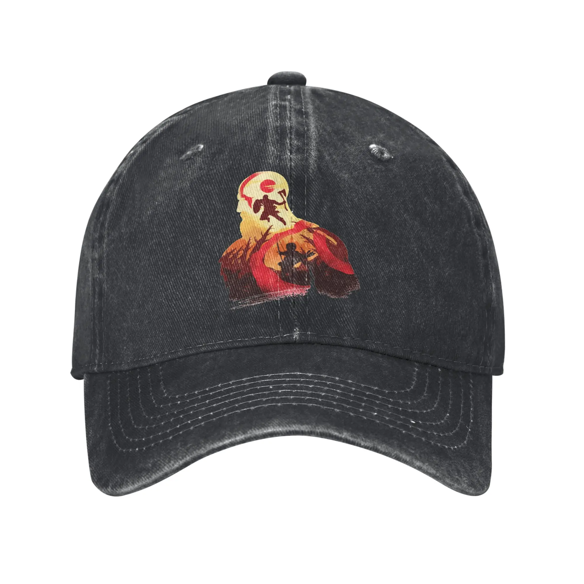 Casual Adventures with My Father Baseball Cap Unisex Distressed Washed Sun Cap God of War Sparta Golf Adjustable Hats Cap