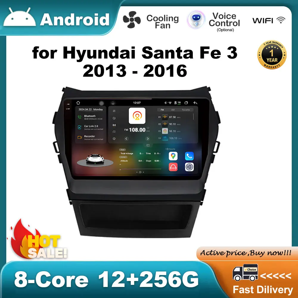 

Android System for Hyundai Santa Fe 3 2013 - 2016 GPS Navigation Car Multimedia Video Radio Player DSP Stereo 2.5D Touch Screen
