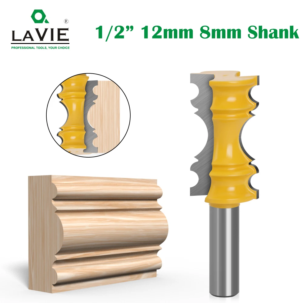 LAVIE 1pc 8mm Shank 12mm 1/2 Elaborate Chair Rail Molding Router Bit Line Knife Tenon Cutter Or Woodworking Tools C08-492-0829