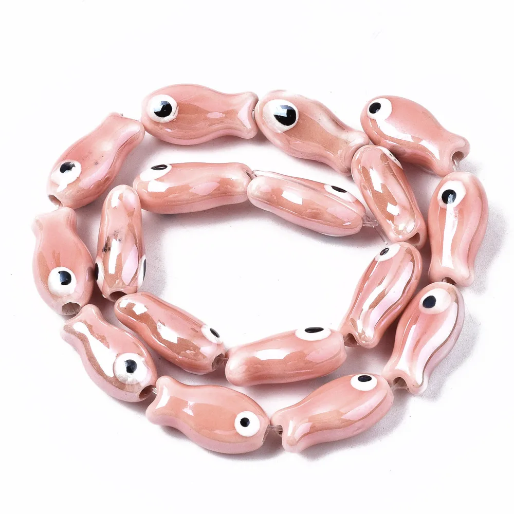 2 Strands Handmade Porcelain Ceramic Fish Beads Strands Animal Loose Beads for Bracelet Earring Necklace DIY Jewelry Making