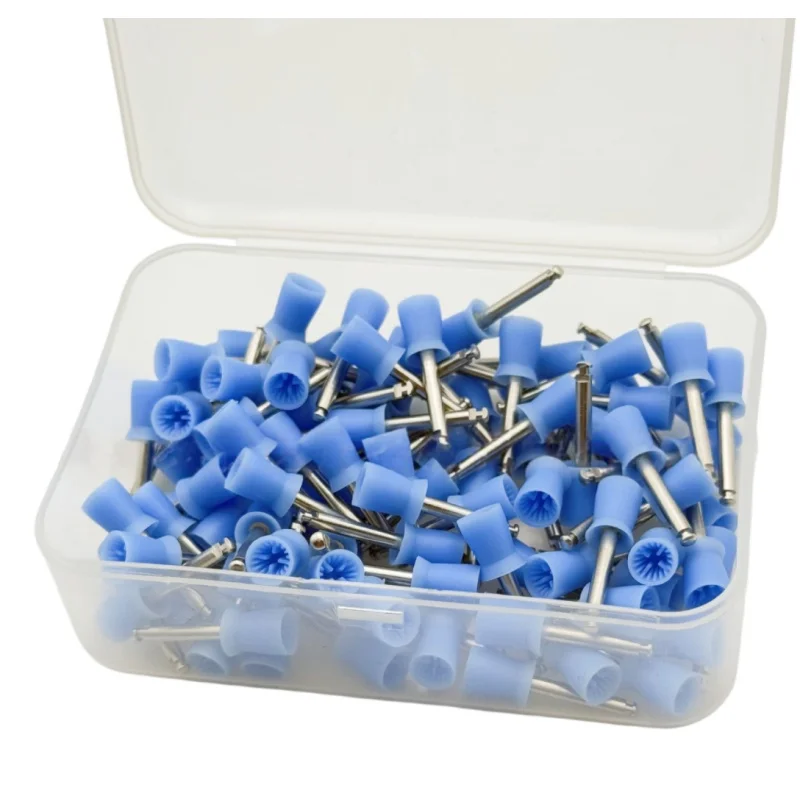100Pcs/Bag Dental Prophy Cup Tooth white/blue Polishing Cup Latch Screw Type for Stain Removal and Polishing