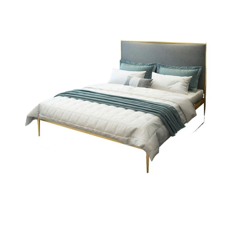 

Nordic wrought iron metal bed 1.8 meters 1.5 meters 1.2 meters Golden princess bed Apartment Dormitory Iron bed Inn Double