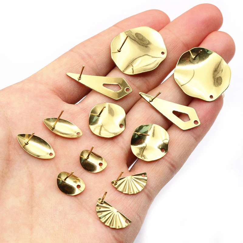 20pcs Irregular Polygonal Geometric Earring Stud Posts Stainless Steel Gold DIY Earrings Jewelry Making Accessories Findings view 2