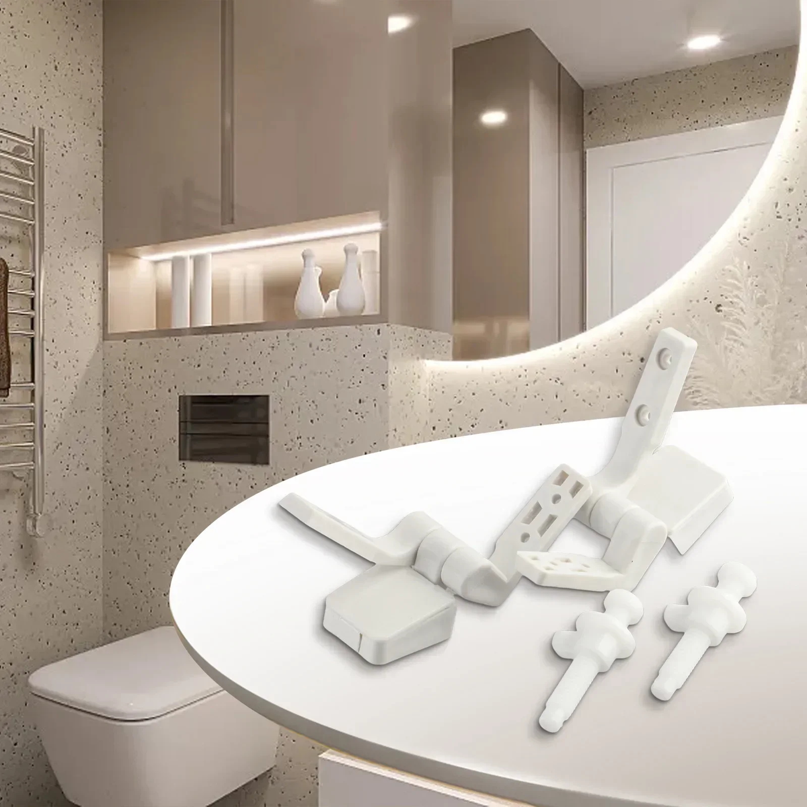 1 Pair White Plastic Toilet For Seat Lid Hinge Replacement With Bolts Screw Nuts For Flush Toilet Cover