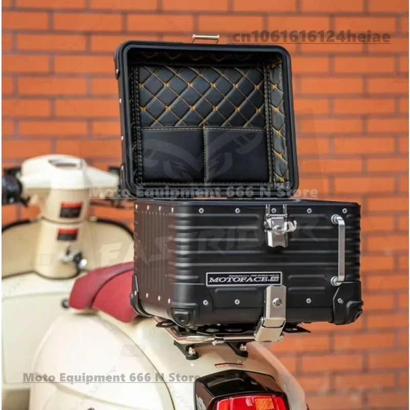 40/45L Round Corner Motorcycle Trunk Aluminum Alloy toolbox Scooter Universal Waterproof Tail Box maletero para moto