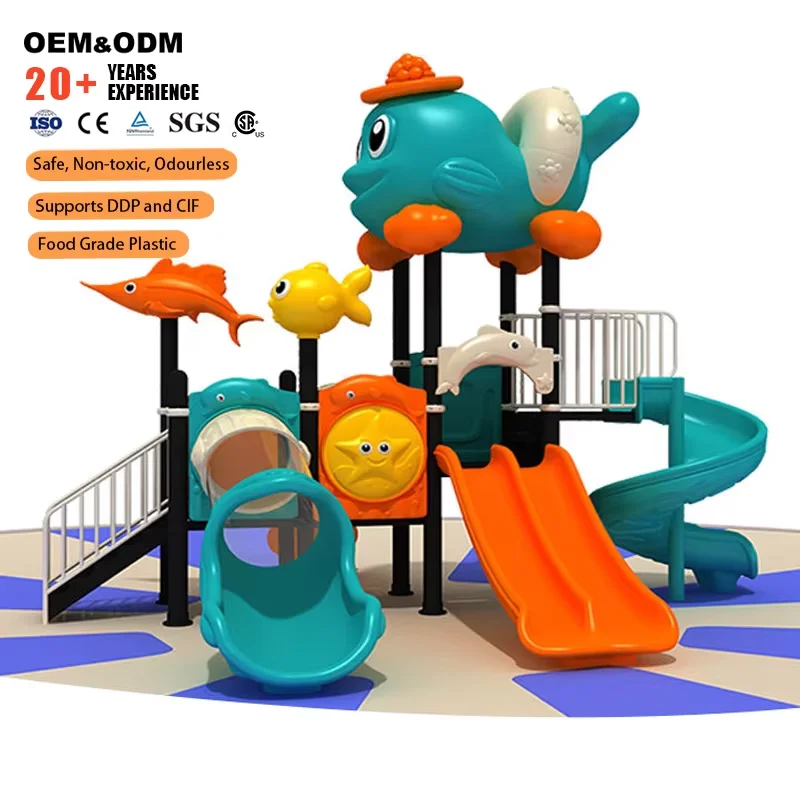 Hot Sale High Quality Commercial Outdoor Amusement Equipment Children's Steel Vinyl Water Slides Swing Sets Playground Set