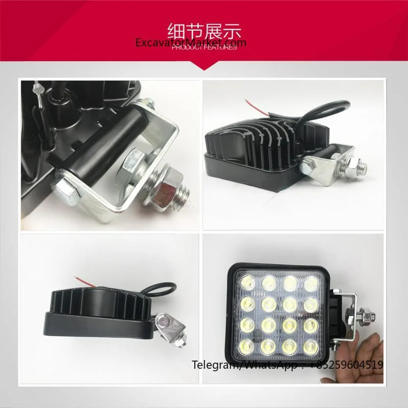 High Quality For Excavator general LED toolbox headlight work light big arm cab top light LED light 9 beads 12 beads 16 beads