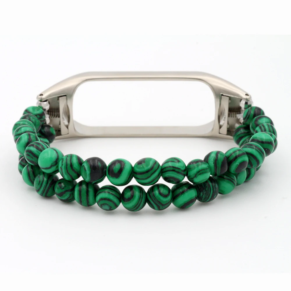 Mi Band 7 Strap for Women Jewelry Beaded Bracelet for Xiaomi Mi Band 3/4/5/6 Smart Wristband Replacement Green Malachite Luxury